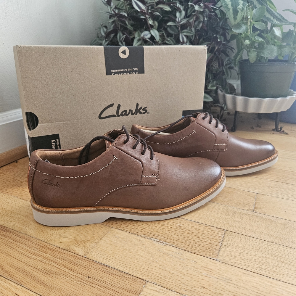Clarks Men's Atticus Brown Leather Shoes - Picture 2 of 12
